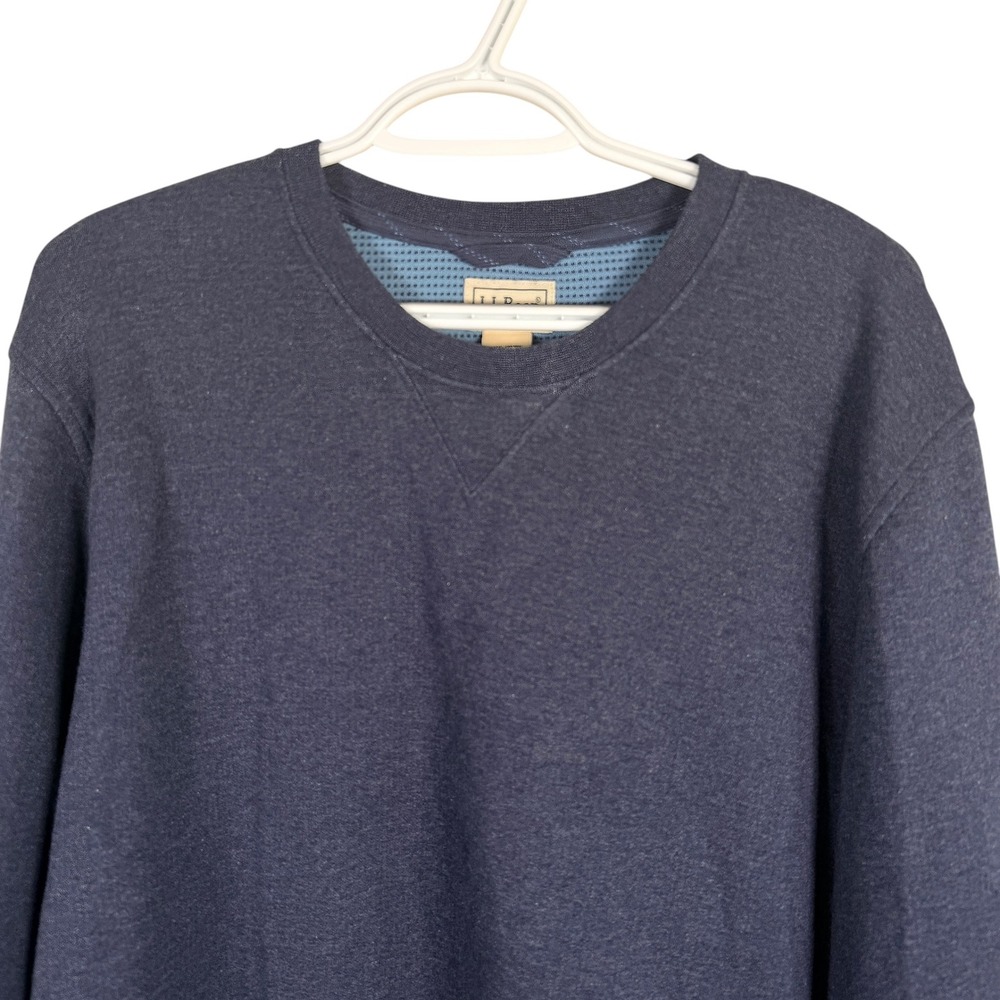 LL Bean All Seasons Textured Crewneck Sweatshirt LT Carbon Navy Heather 525694